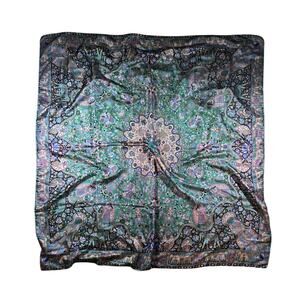 Vintage 80s Goddess Floral Silk Scarf/Wrap - 42”x42”